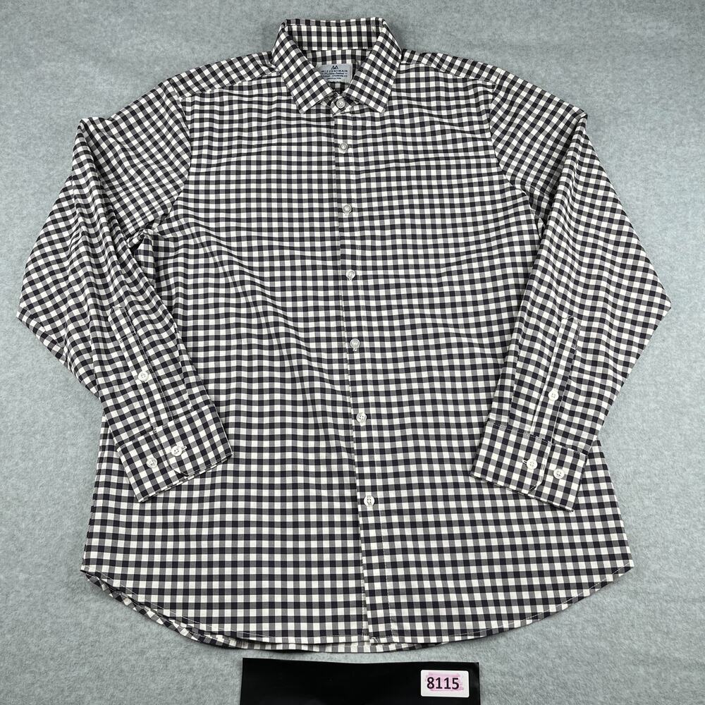Mizzen+Main Shirt XL Black Gingham Check Casual Button Up Long Sleeve Mens